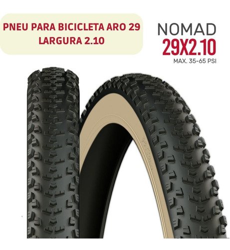 Pneu Aro 29 X 2.10 Paco Mtb Nomad Preto Banda Bege - Imagem 3