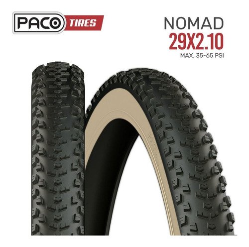 Pneu Aro 29 X 2.10 Paco Mtb Nomad Preto Banda Bege - Imagem 2