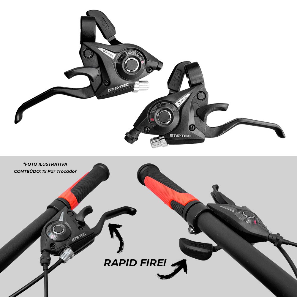 Passador Alavanca Marchas Rapid Fire Importado 3x8 24 V Bike