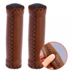 Manopla Bike Retrô Vintage Couro Marrom Costurada Elleven