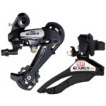 Câmbio Traseiro Sunrun 7v Tipo Shimano Bicicleta 21 Marchas Index Cambio Dianteiro 3v Puxa Por Cima Preto P/ Bike Mtb