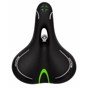 Selim Bike Confortável Vazado South Preto MTB - Preto/Branco/Verde