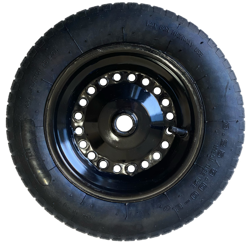 Roda com Pneu E Câmara para Carrinho De Mão Reforçado 3,25x8 Pintada com Tinta Epóxi Preta