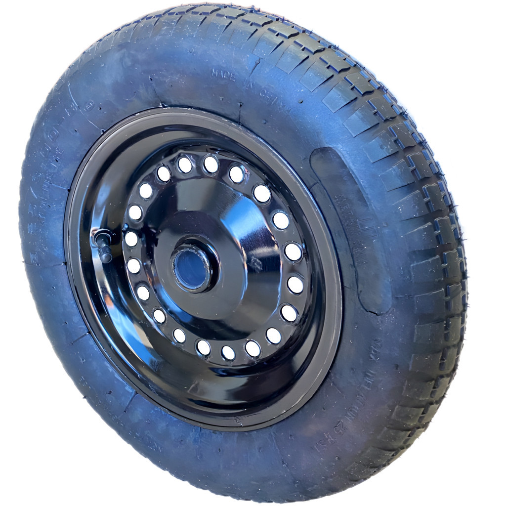Roda com Pneu E Câmara para Carrinho De Mão Reforçado 3,25x8 Pintada com Tinta Epóxi Preta - Imagem 4